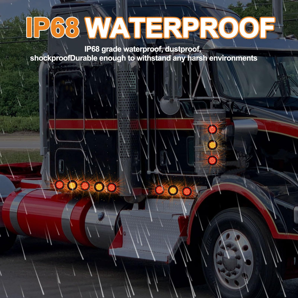 Wodvyss lights illuminated at night on RV showing improved nighttime visibility