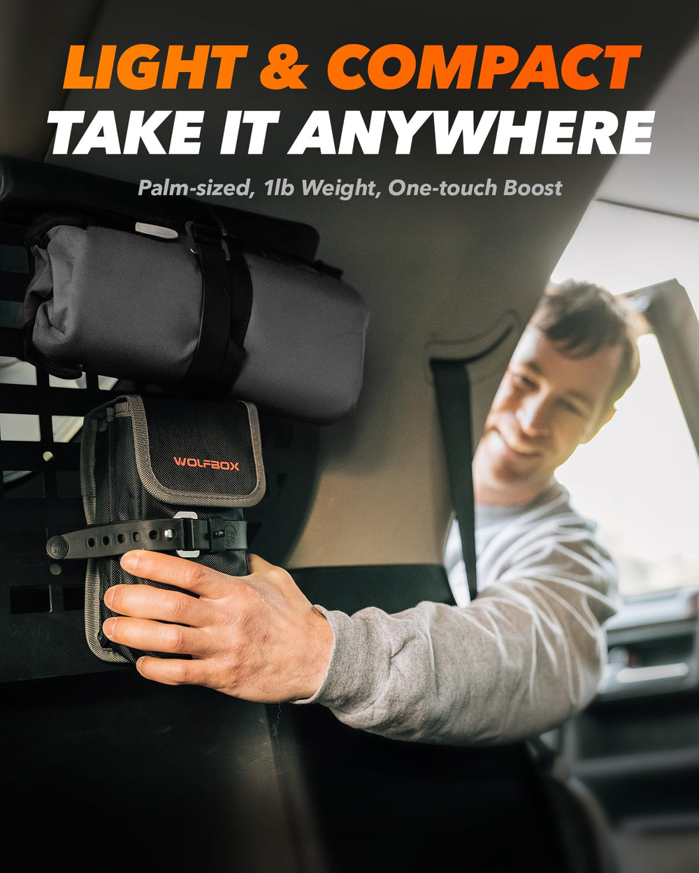 WOLFBOX LED flashlight lit to provide 300-lumen emergency illumination