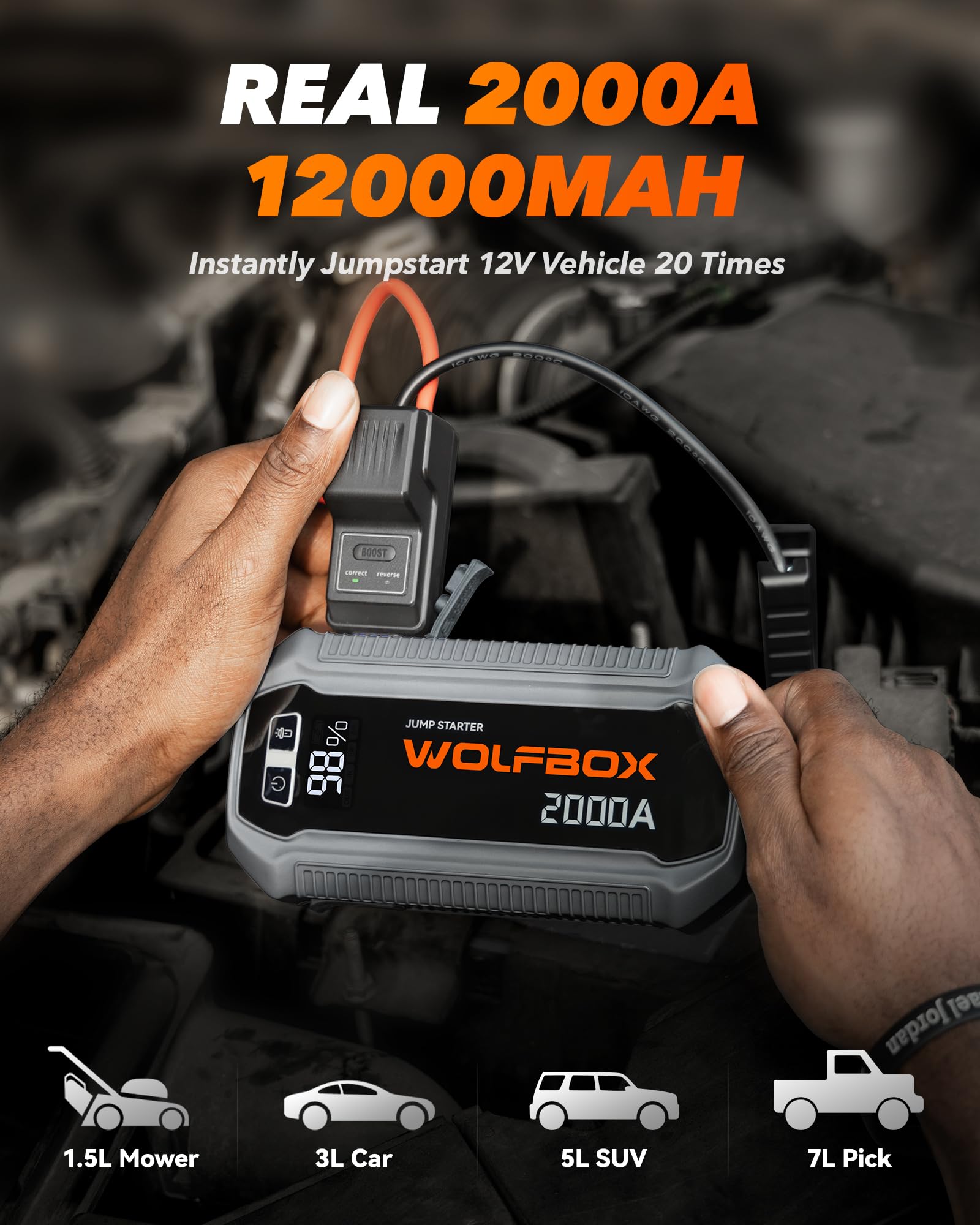 WOLFBOX HD LCD display close-up for clear status visibility