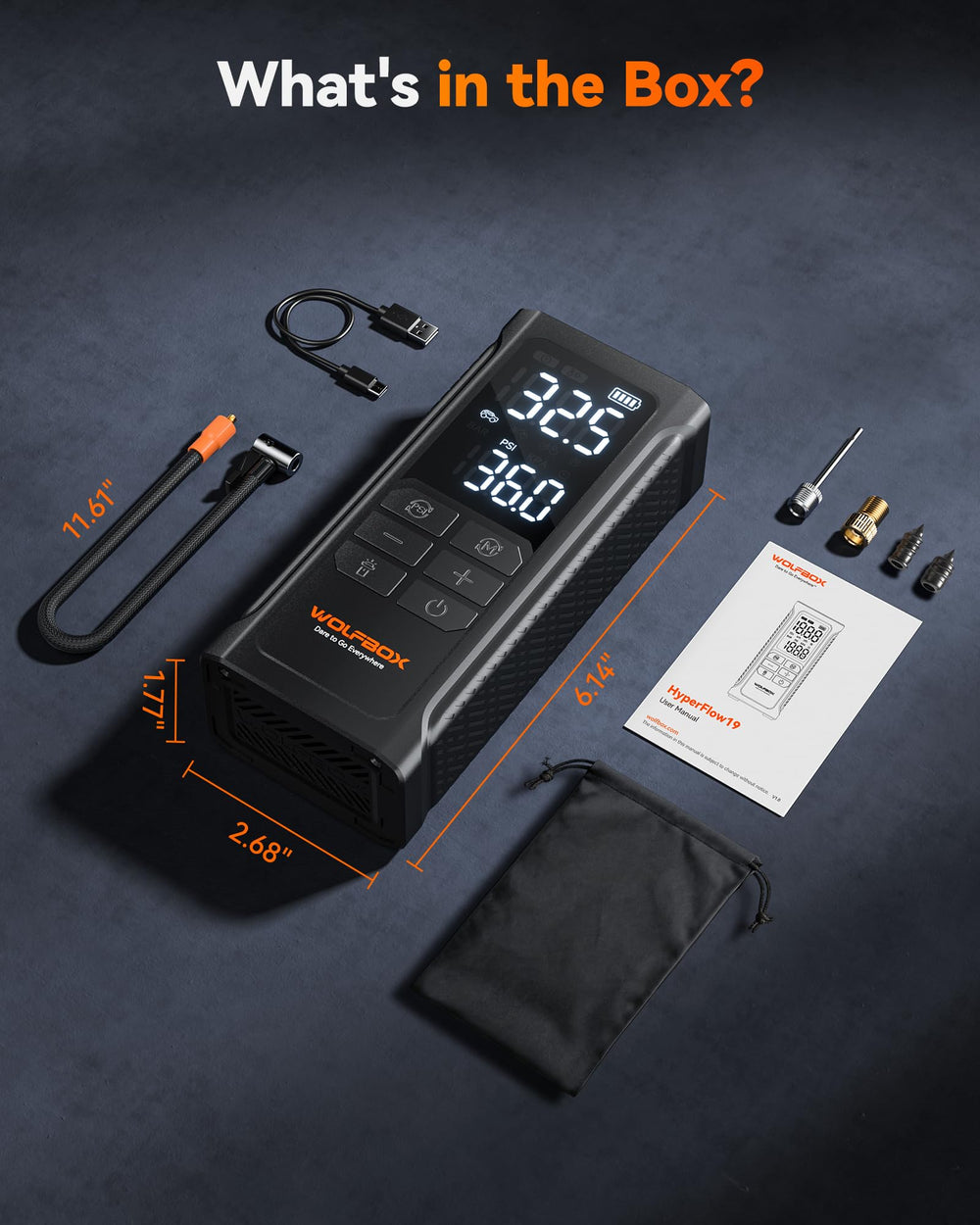 WOLFBOX HyperFlow19 used at night on roadside demonstrating safety lighting