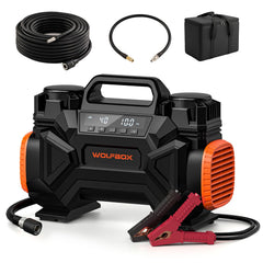 WOLFBOX front panel showing controls and portability benefit