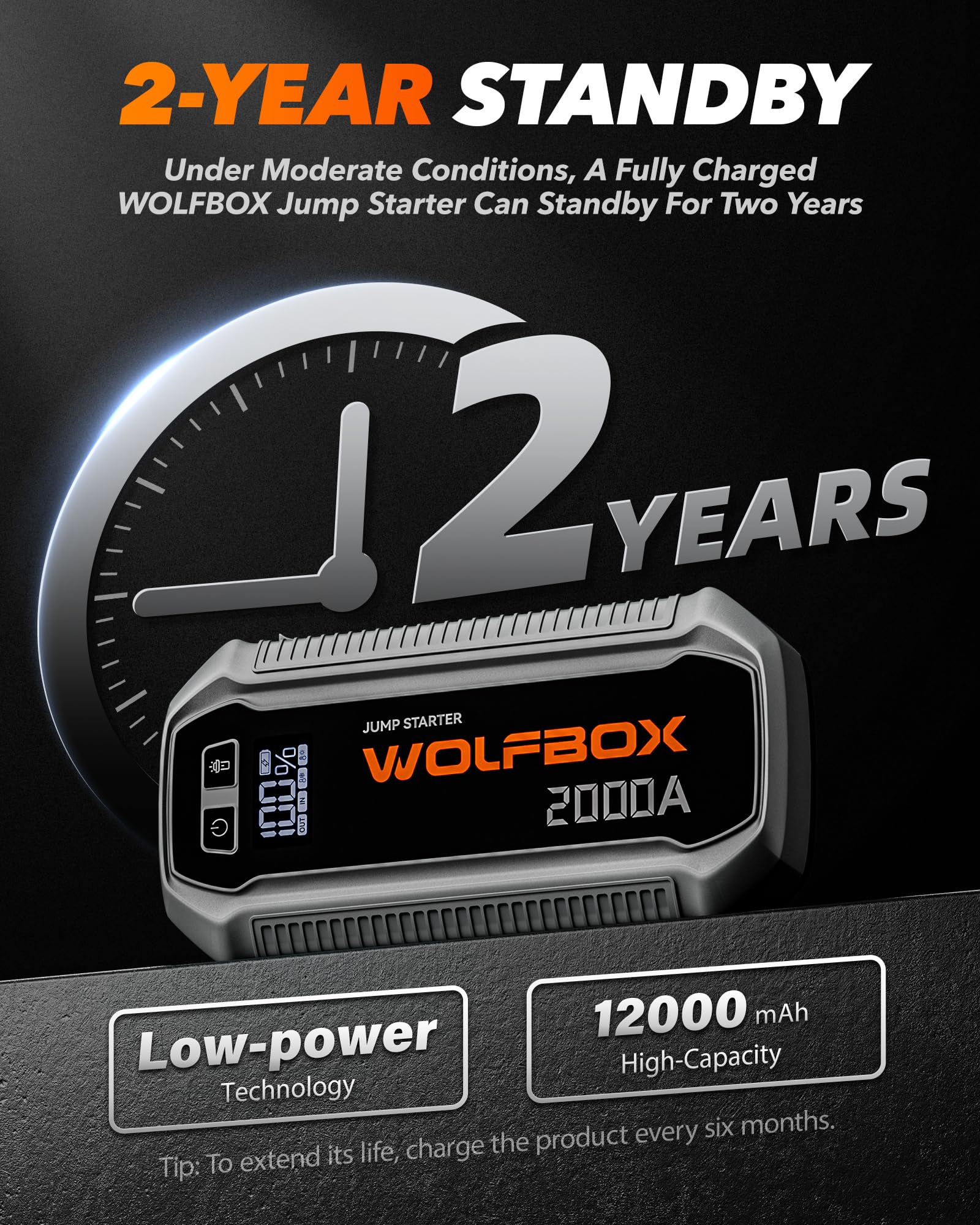 WOLFBOX product label and specs sticker for informed purchase