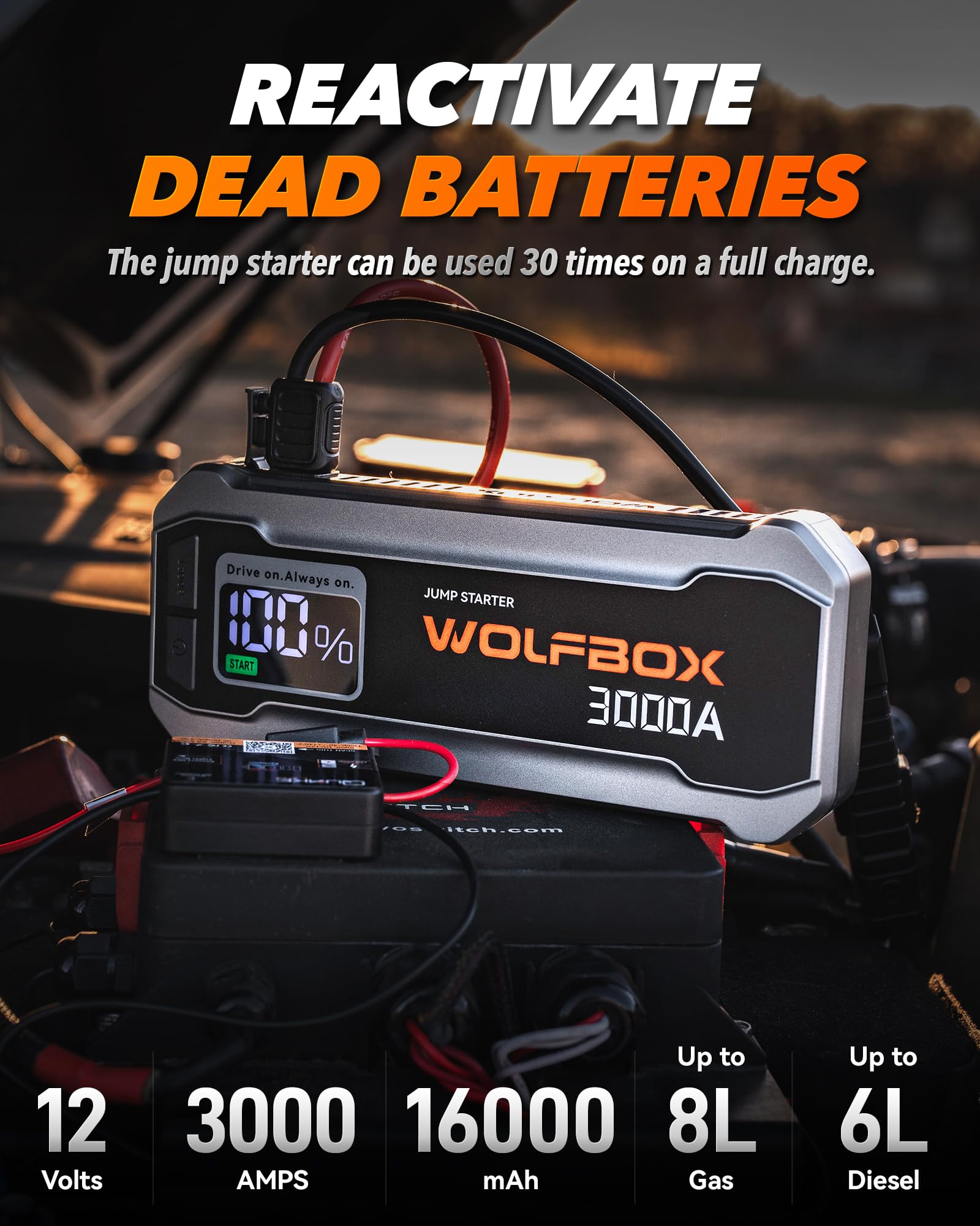 WOLFBOX LED display closeup showing clear status and easy monitoring
