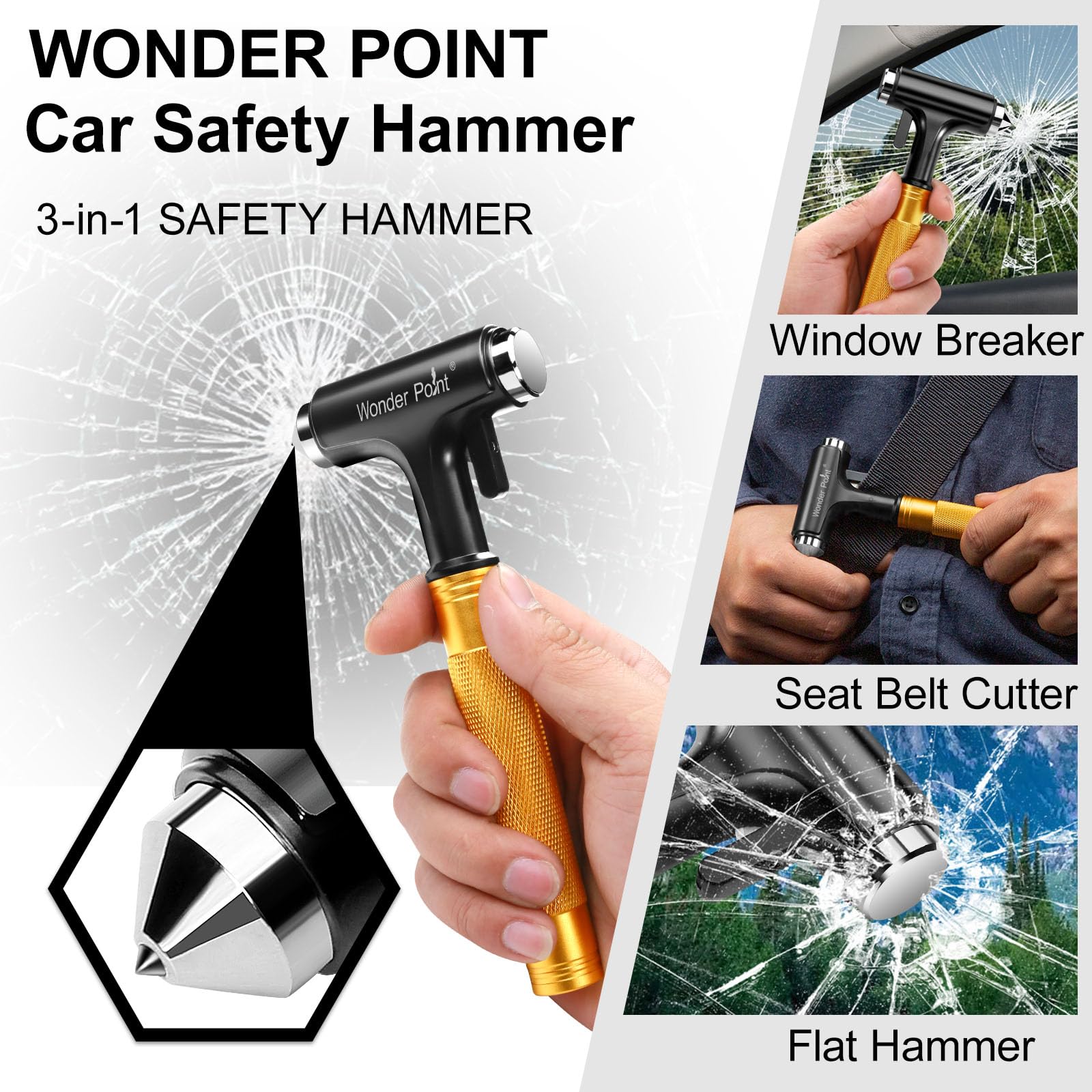 WONDER POINT detailed view of recessed seat belt cutter demonstrating safer cutting