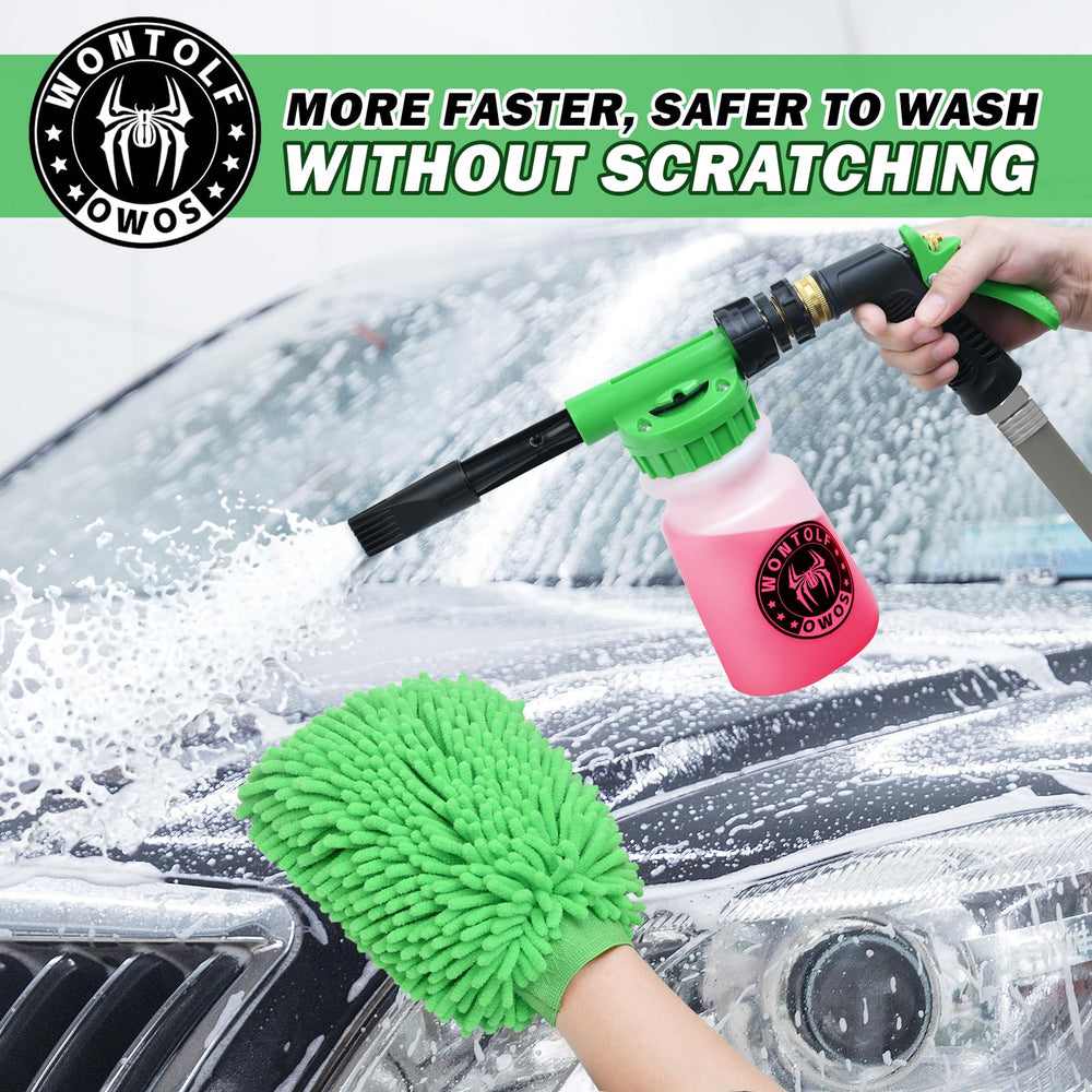 Wontolf chenille microfiber mitt detail trapping dirt for gentle cleaning