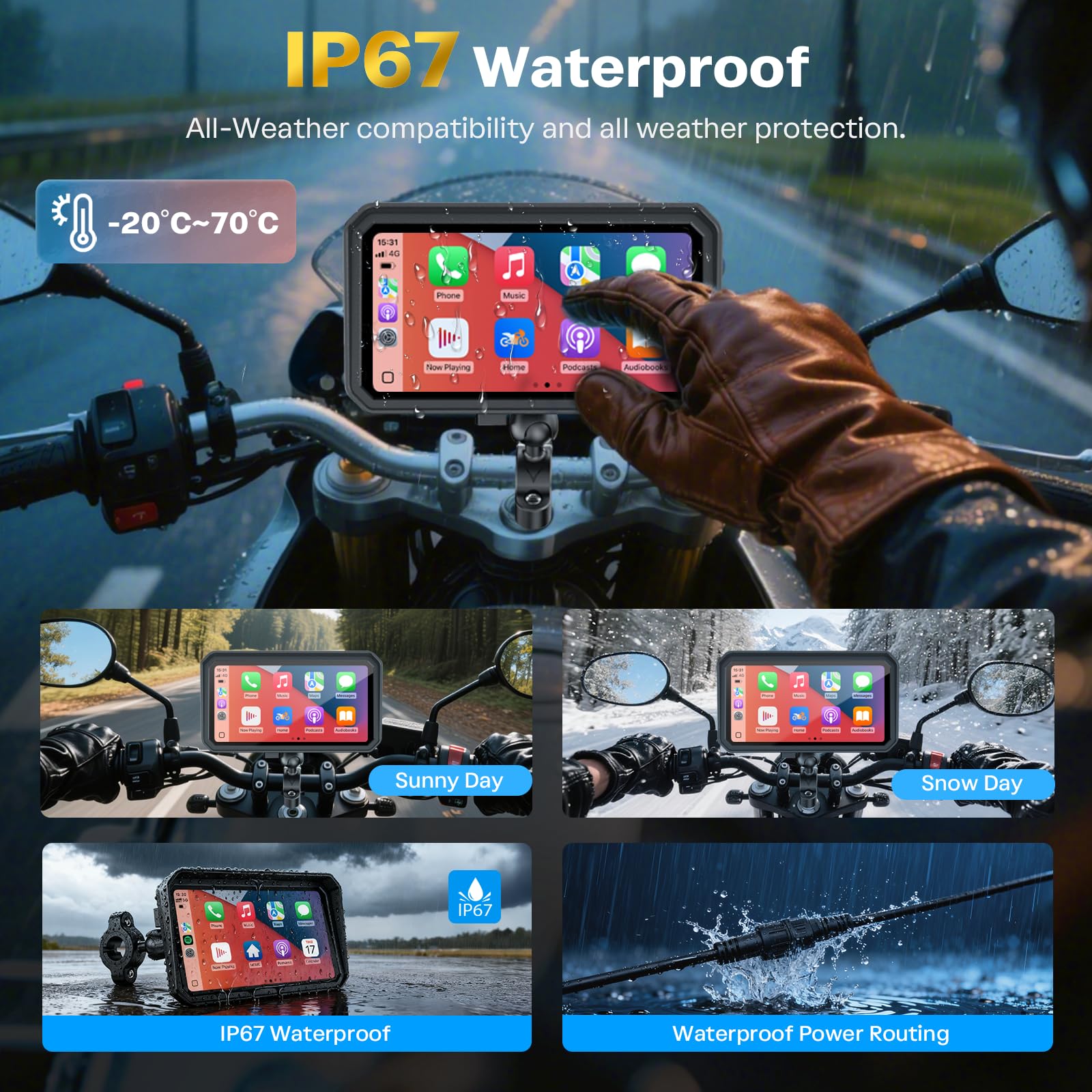 WonVon in the rain proving IP68 weatherproof protection and reliable operation