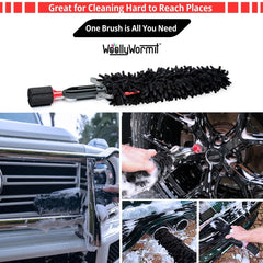 WOOLLYWORMIT handle attached to brush adding 4.3 inches for extended reach
