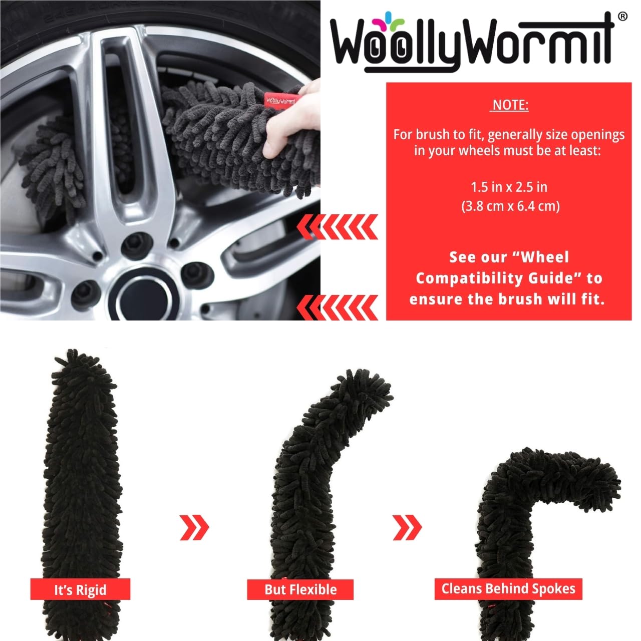 WOOLLYWORMIT lug nut cleaner set with spare sponges for faster pocket cleaning