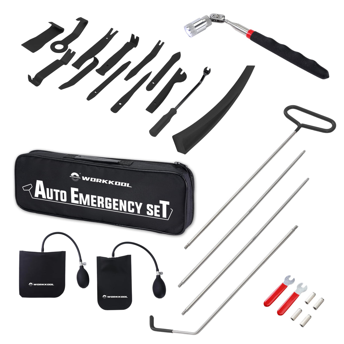WORKKOOL front packaging showing complete 26PCS kit and benefits