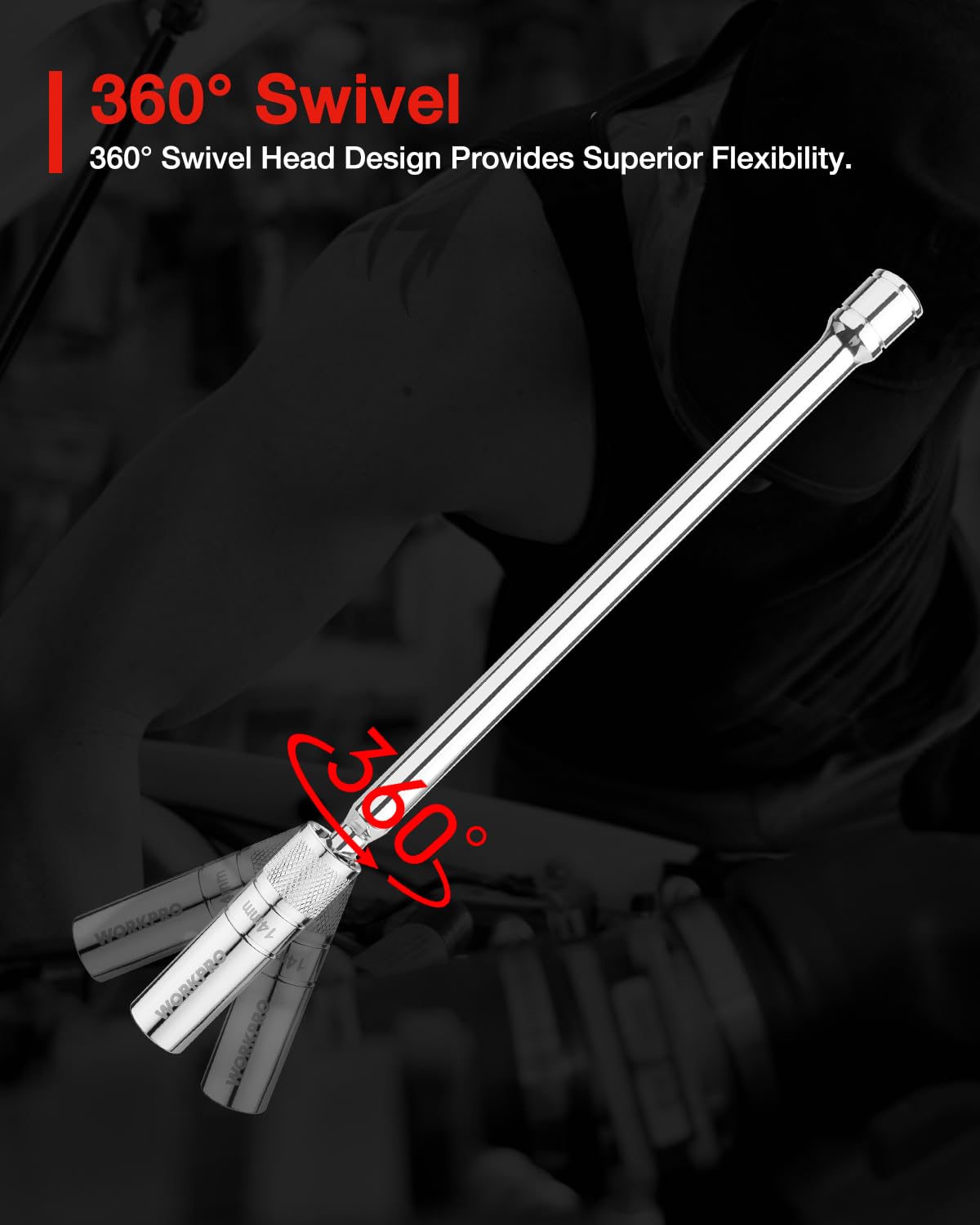 WORKPRO knurled handle texture close-up for improved grip and reduced fatigue