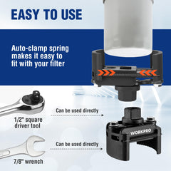 WORKPRO auto-clamp spring detail ensuring quick self-tightening for fast removal