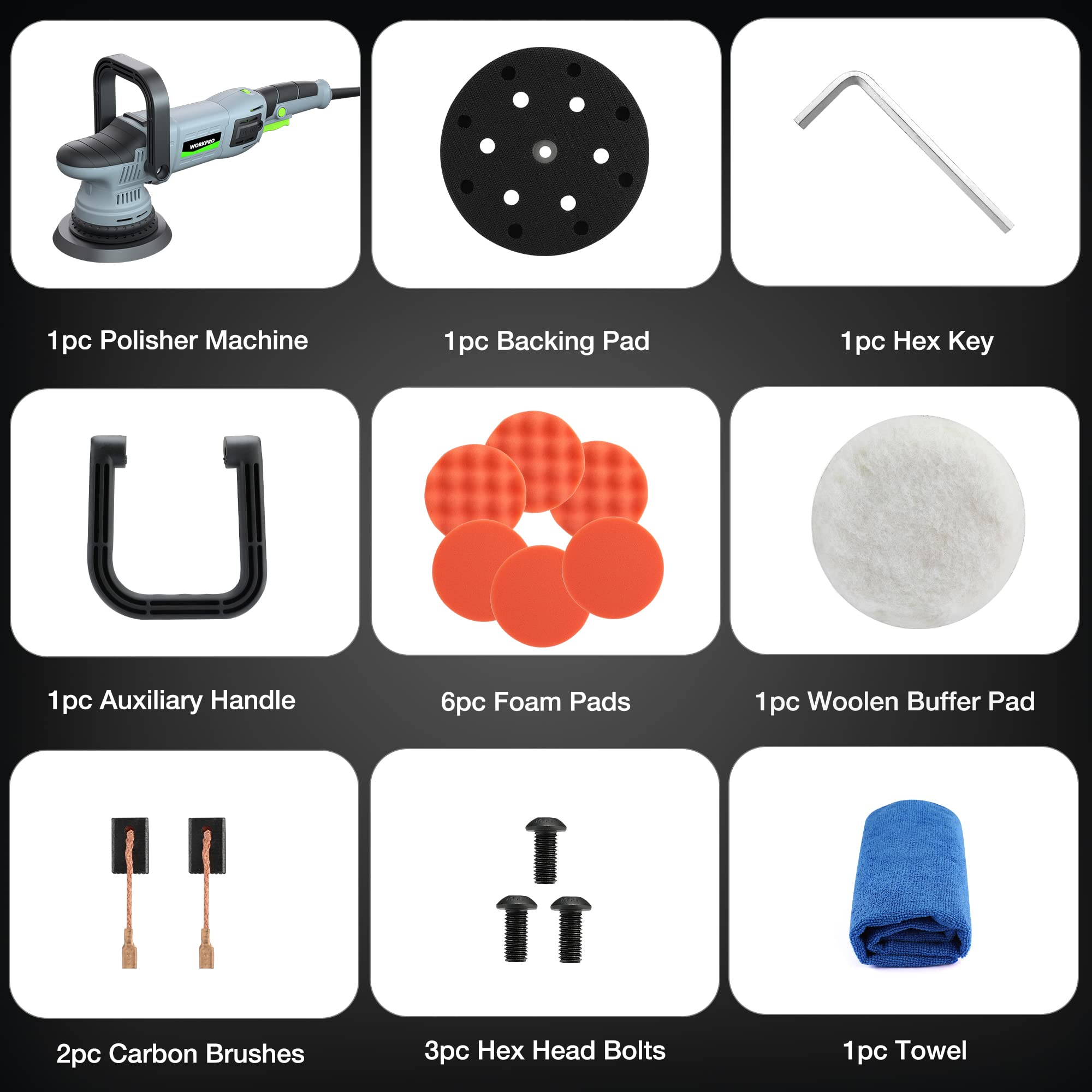 WORKPRO backing pad with foam pods showing multi-surface versatility