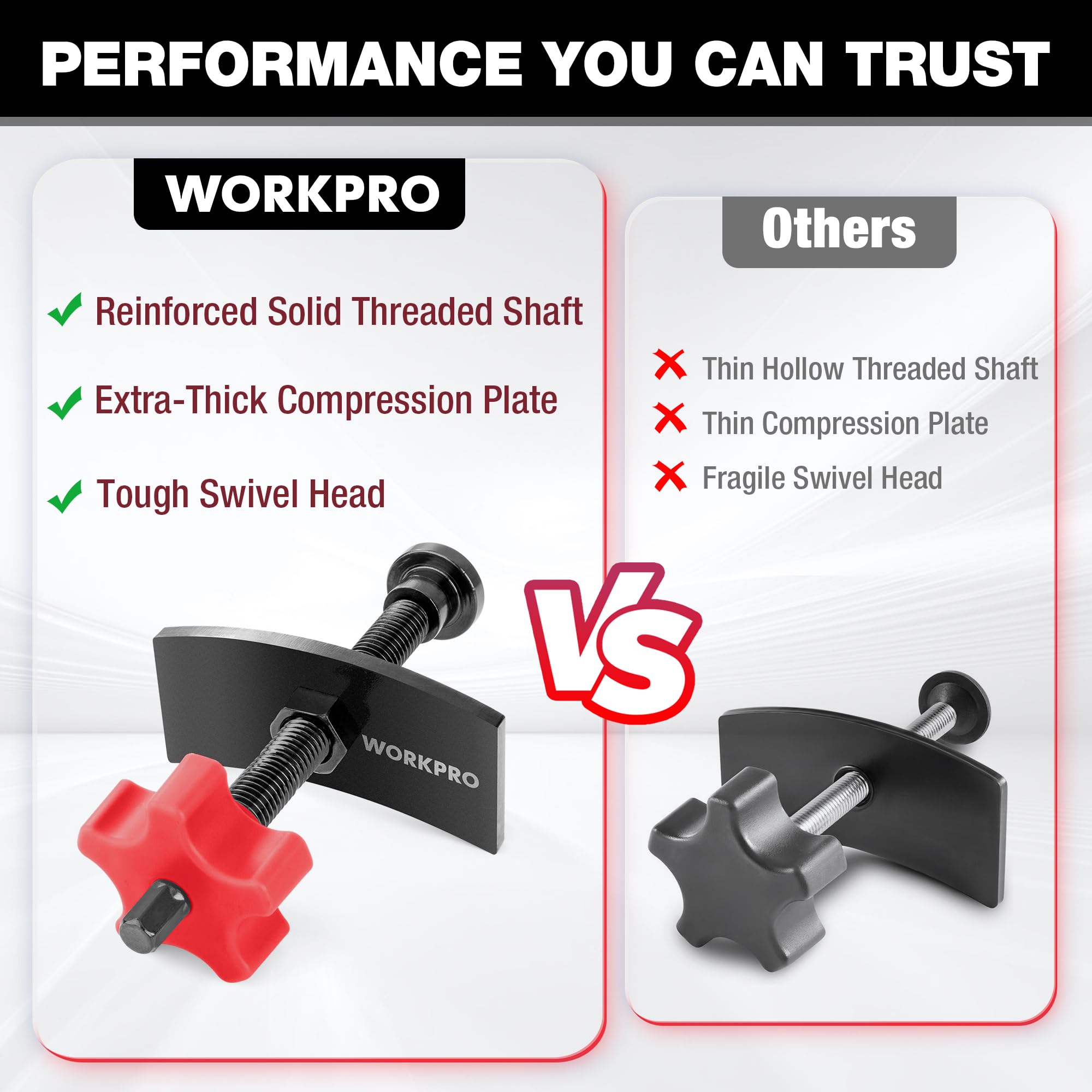 WORKPRO two caliper hangers attached holding caliper safely