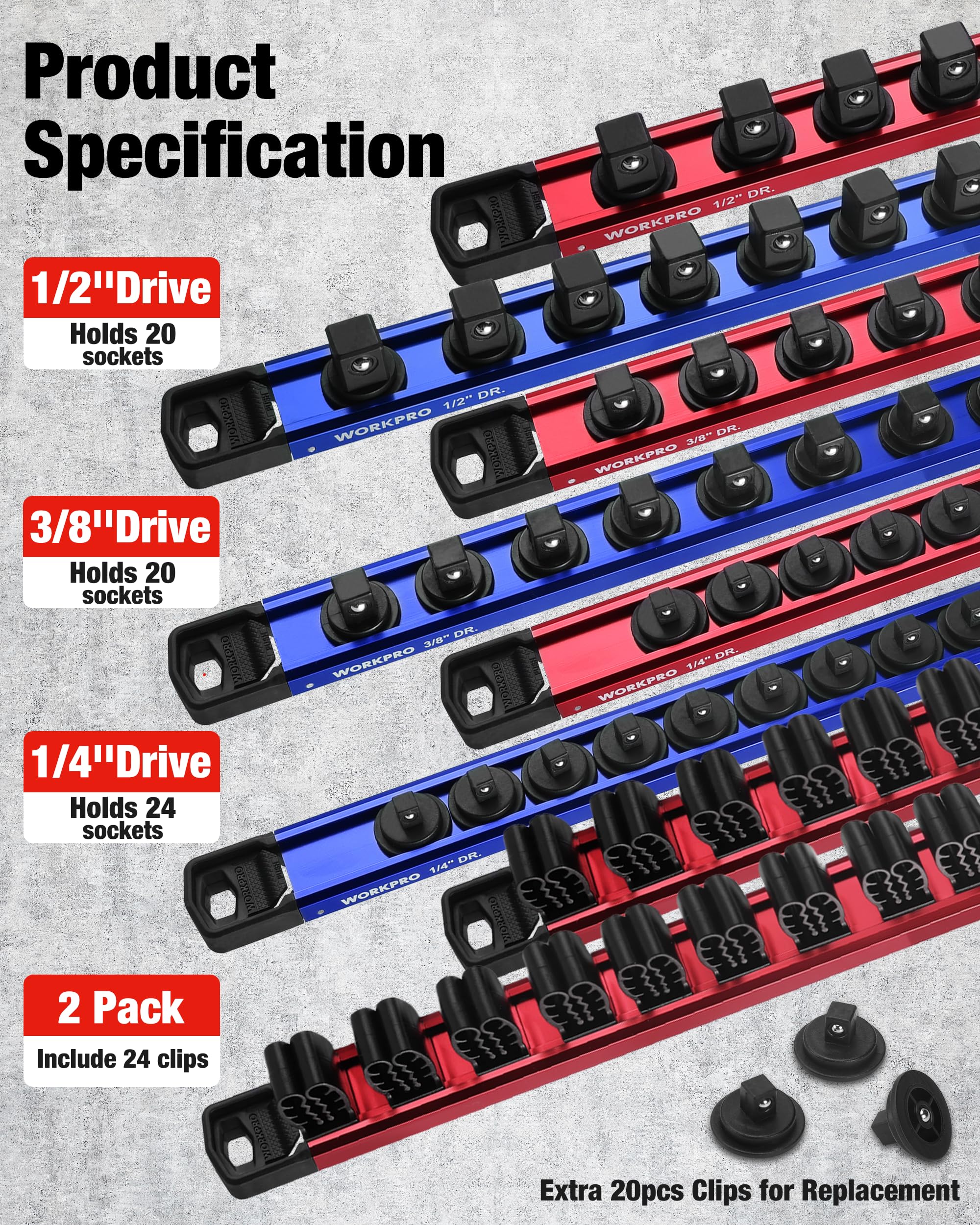 WORKPRO close-up of ABS clip detail highlighting durable grip and secure retention