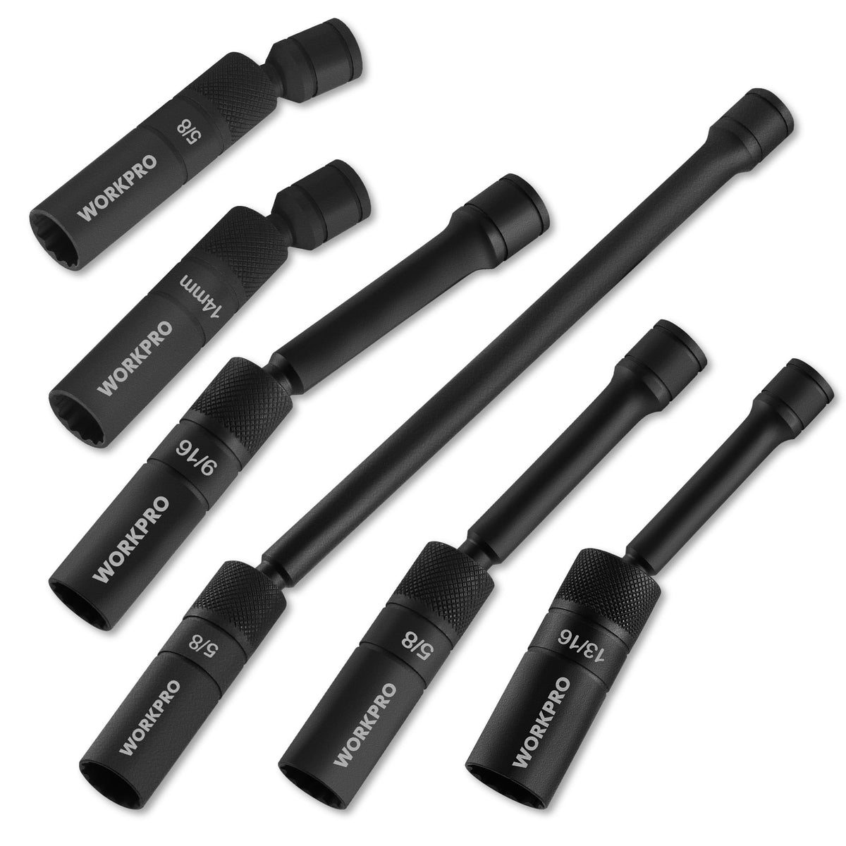 WORKPRO front view of socket set showing compact kit and sizes