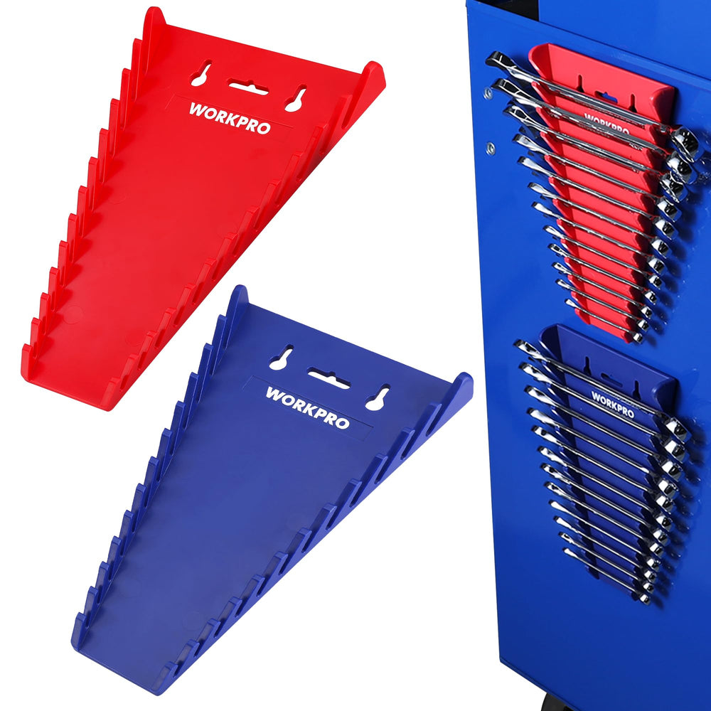 WORKPRO front view of two wrench organizers showing capacity and layout for quick access