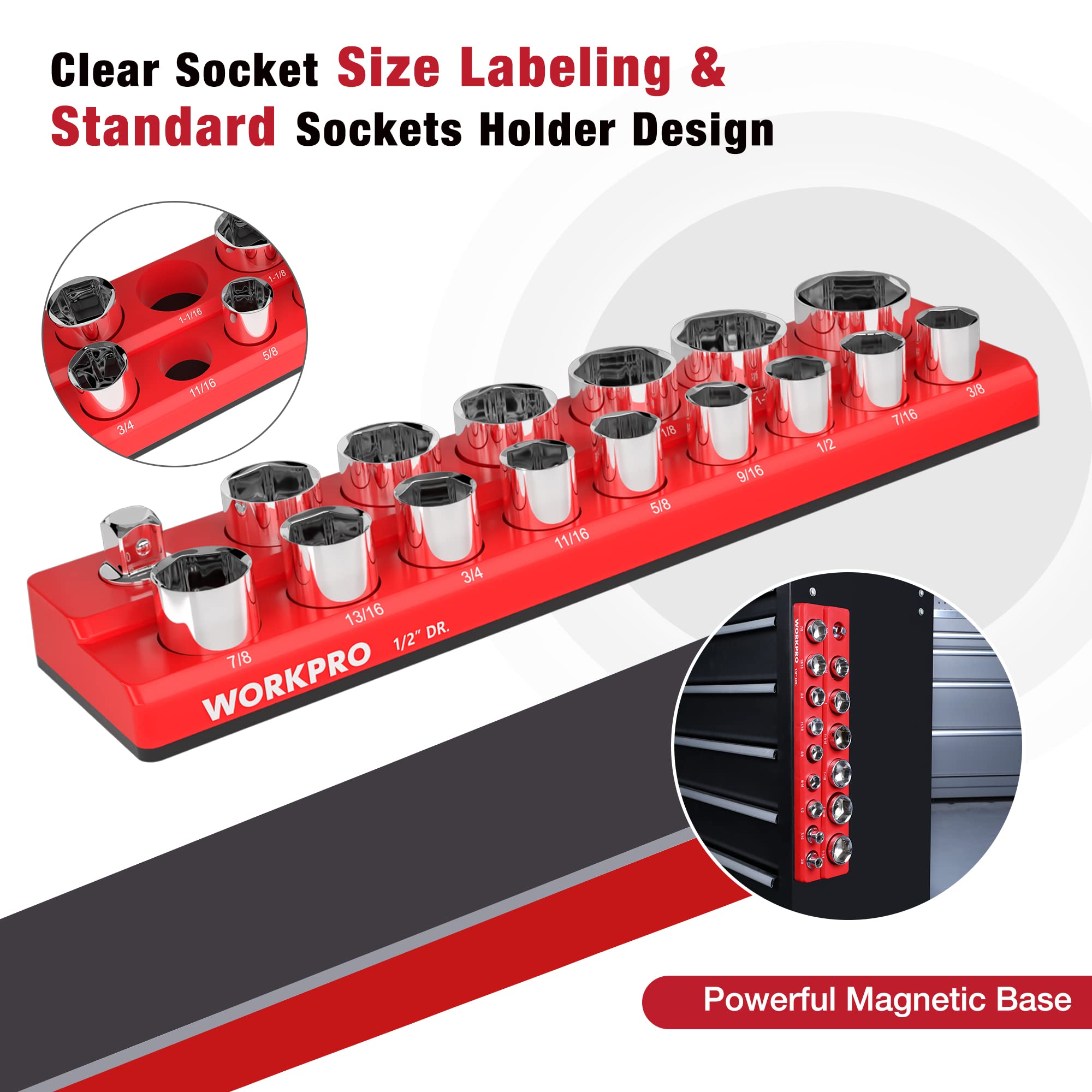 WORKPRO placed inside drawer demonstrating compact storage and easy retrieval