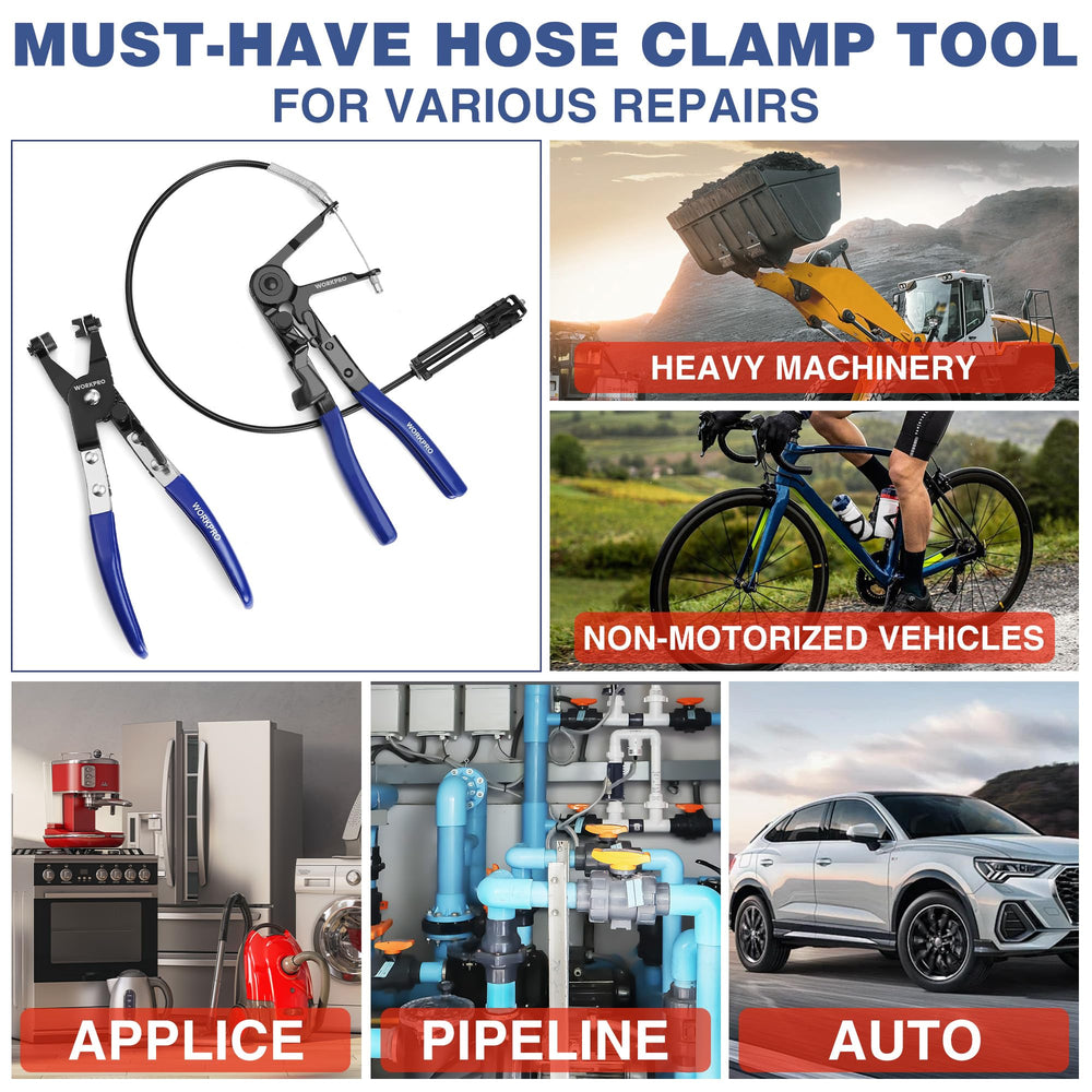 WORKPRO ratchet locking mechanism holding clamp compressed for one-handed use