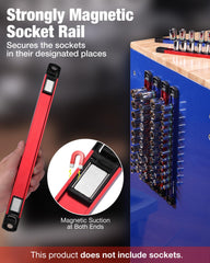 WORKPRO magnetic rail attached to metal toolbox for fast tool chest organization