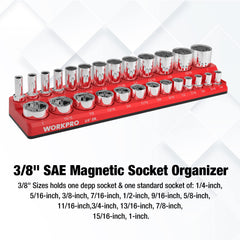 WORKPRO rubber magnetic base close-up protecting tools while securing sockets