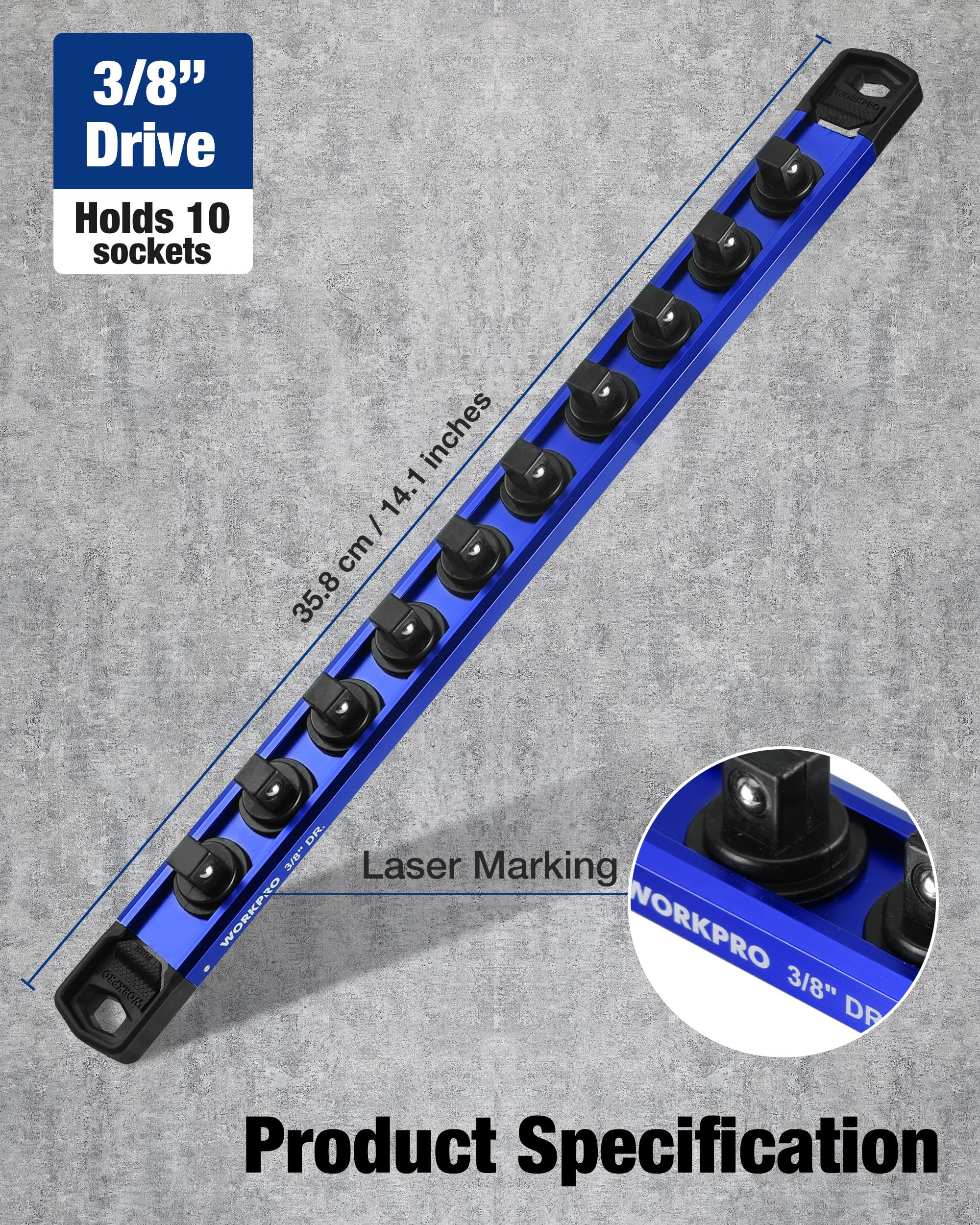 WORKPRO scale shot with sockets and rail to show capacity and size organization