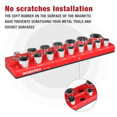 WORKPRO mounted on toolbox side showing hands-free access and organized workflow