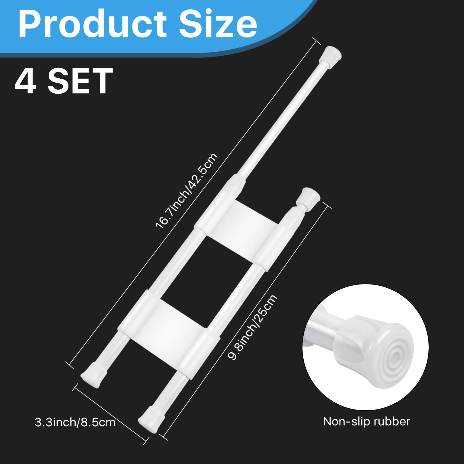 Worldity tension rod extended showing adjustable length for secure fit