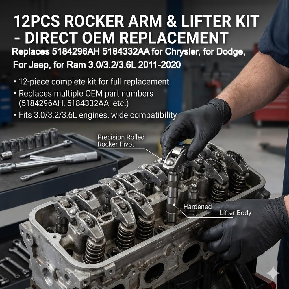 Wosteam kit installed on an engine valvetrain demonstrating direct-fit replacement