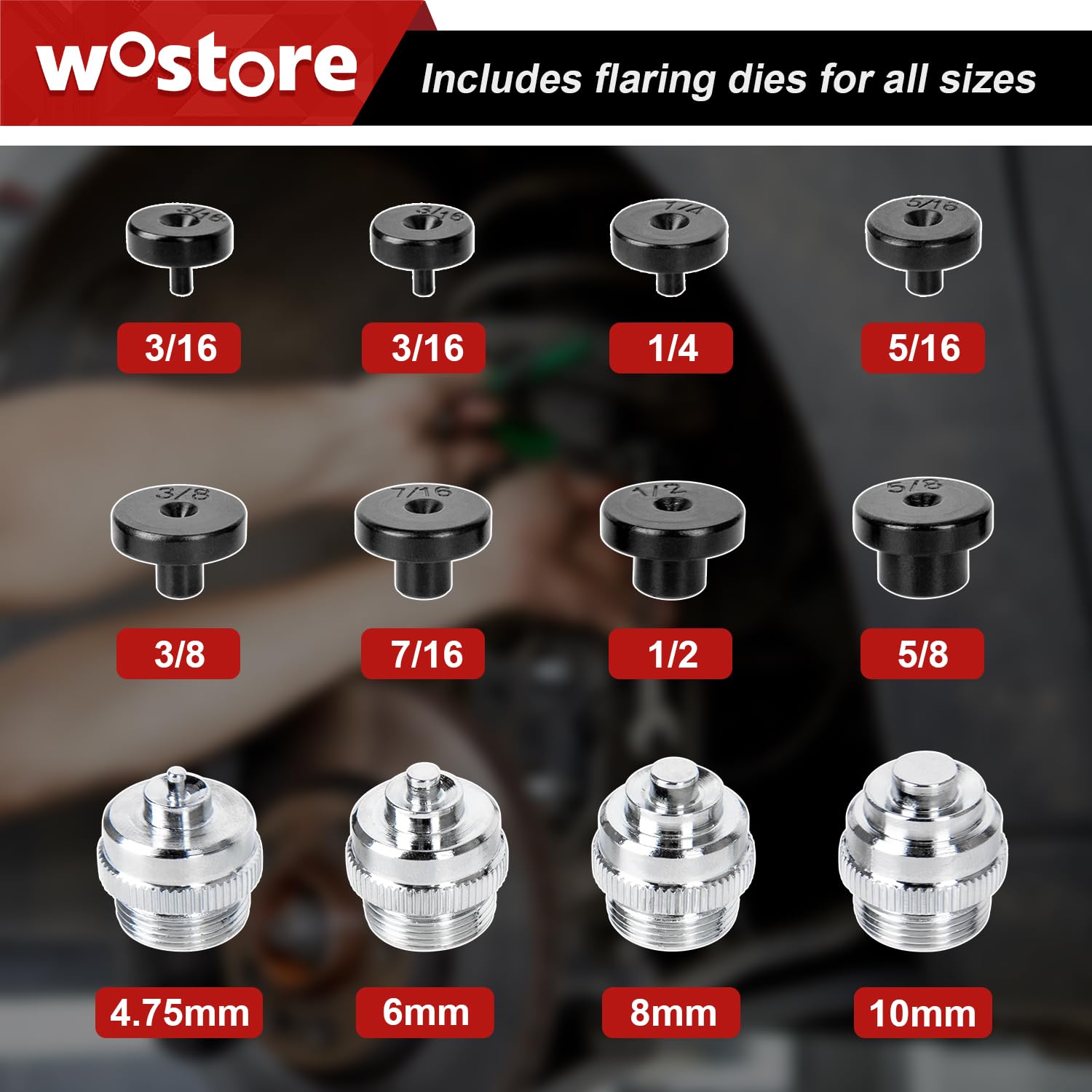 Wostore set of single, double and bubble flares demonstrating fit