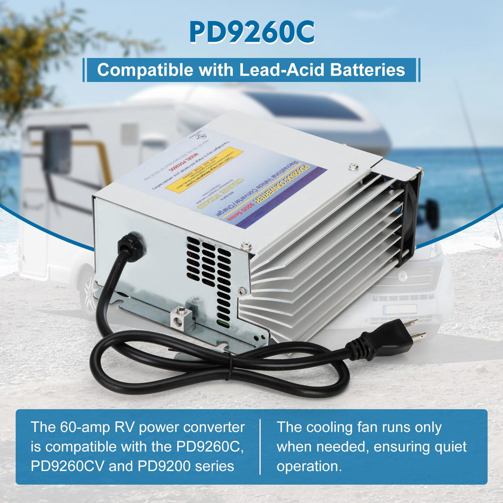 WOUDY PD9260C installed inside an RV cabinet powering onboard systems for peace of mind
