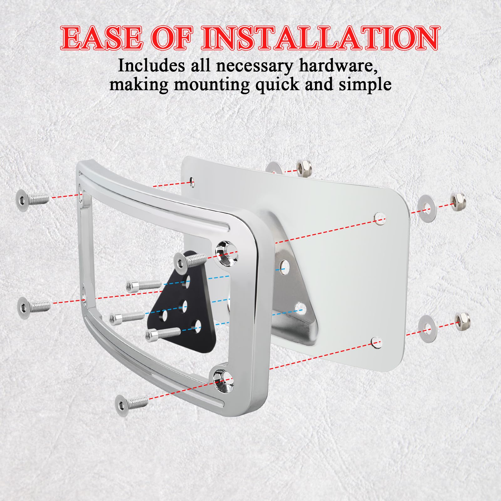 WOWTK hardware kit laid out with bolts and washers for quick, complete installation
