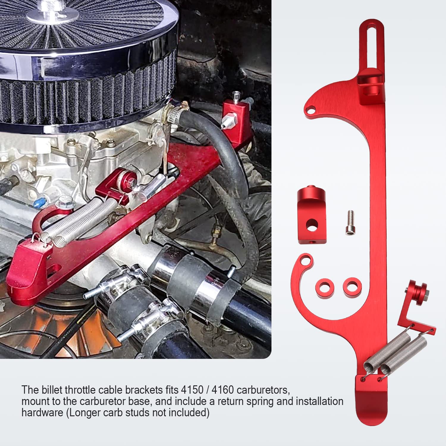 WOWYZL bracket installed on 4150 carburetor showing tidy engine bay benefit