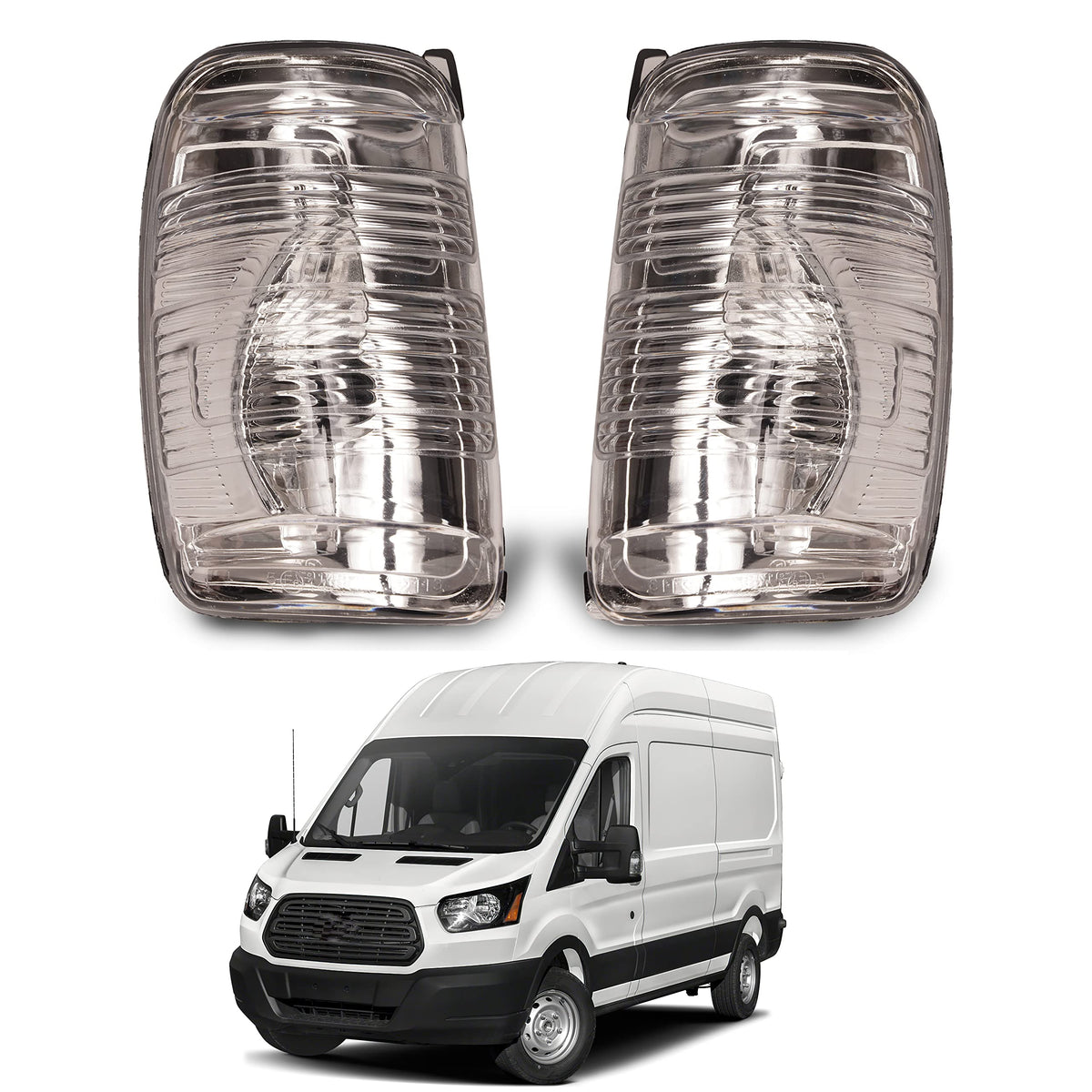 WOZUA front view of clear mirror indicator lens showing exact fit benefit