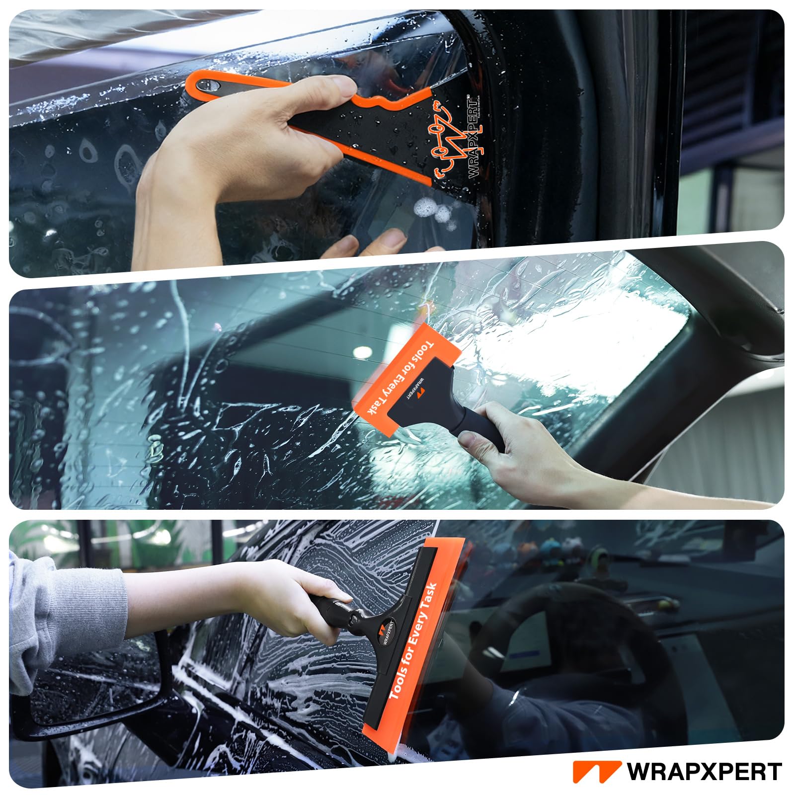 WRAPXPERT soft PU blade closeup showing smooth edge for scratch-free water spread