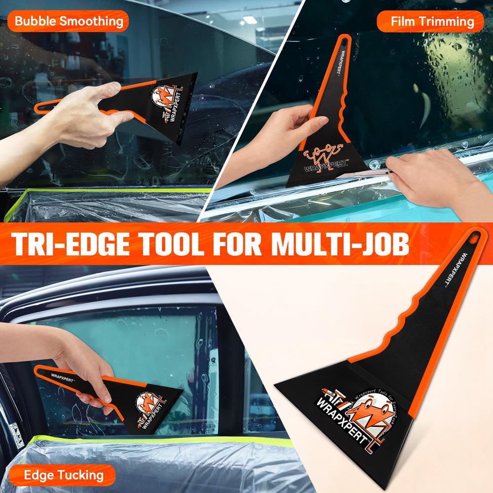 WRAPXPERT triangle squeegee edge view reaching seals and tight corners cleanly