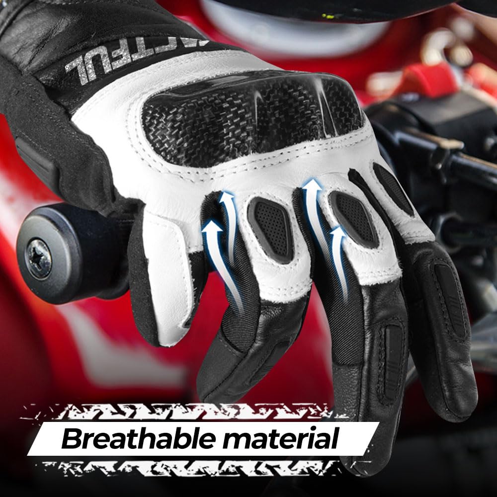 WTACTFUL glove on motorcycle handlebar demonstrating secure control