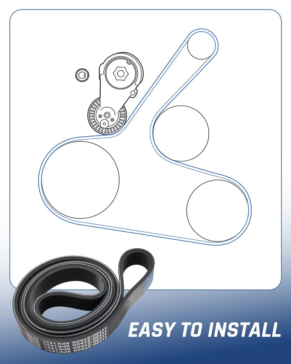 Wujexuhe mechanic replacing belt in garage showing easy-install benefit