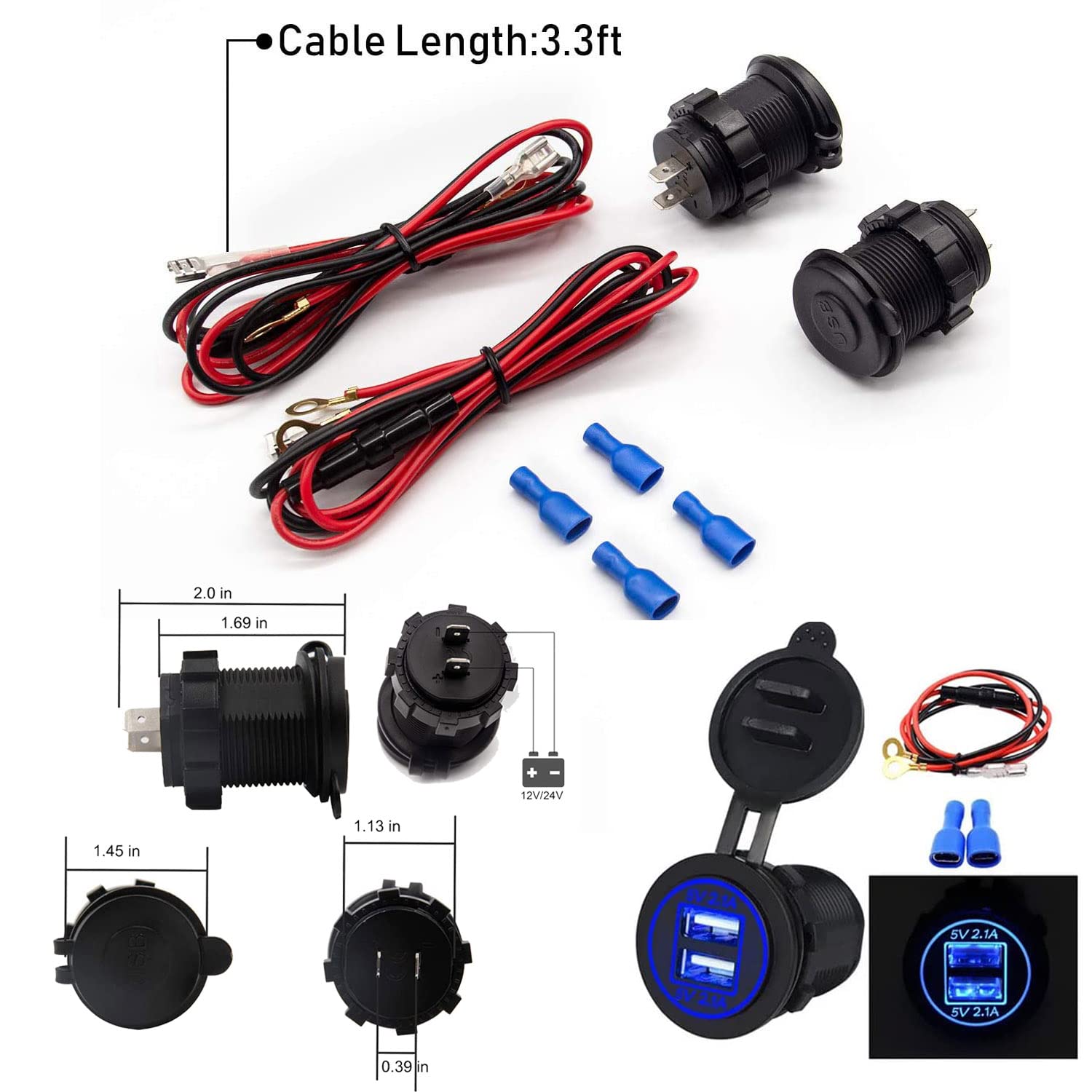 WYMECT blue LED illuminated at night for easy USB port location and visibility