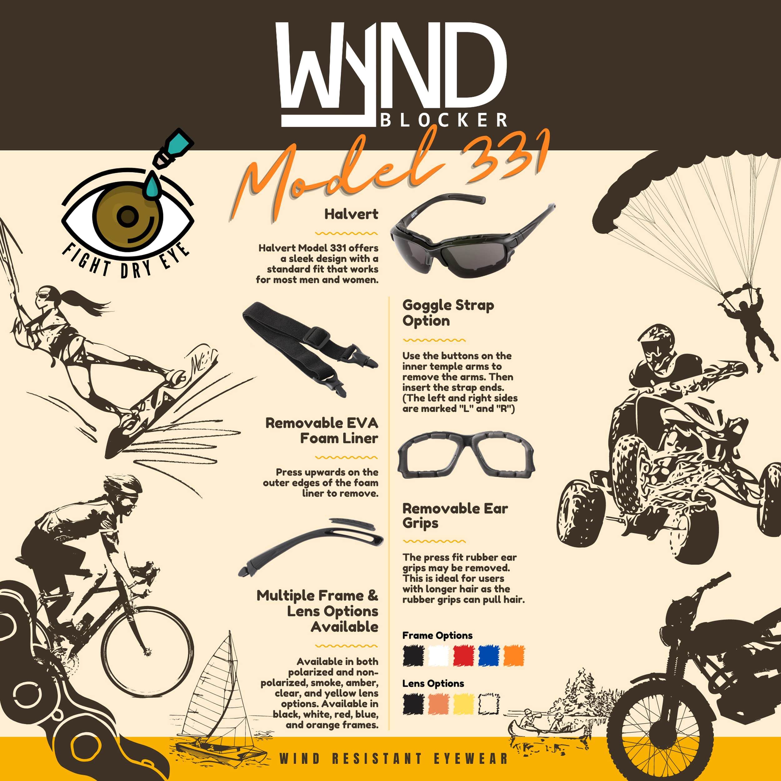 WYND Blocker converted to goggles with backstrap showing wind protection benefit