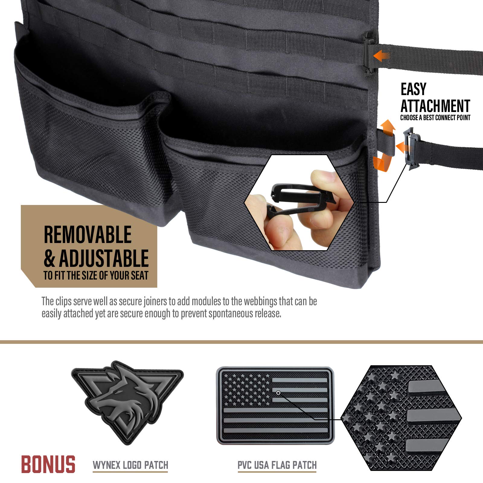 WYNEX detachable clear tablet pocket showing device protection and visibility