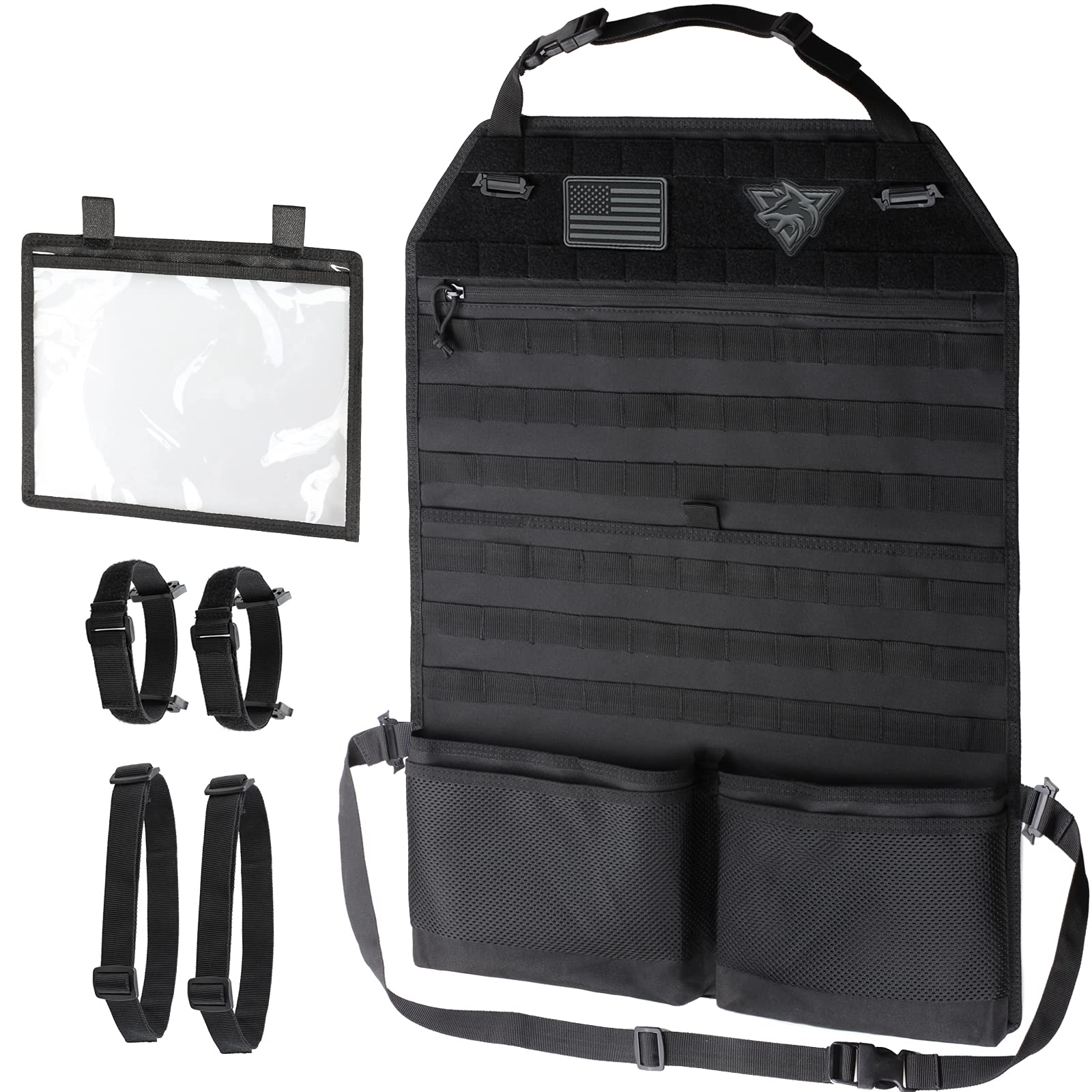 WYNEX front view of seat back organizer showing full storage and protection benefit