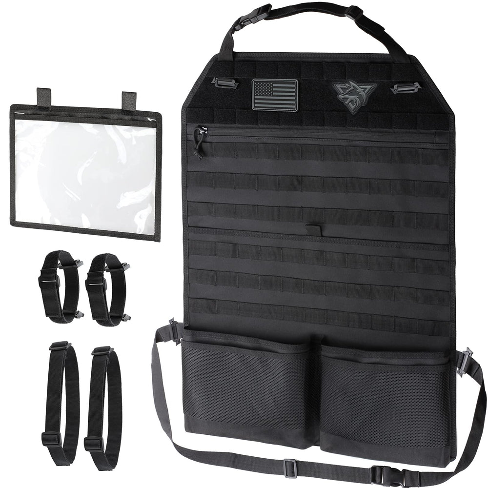 WYNEX front view of seat back organizer showing full storage and protection benefit