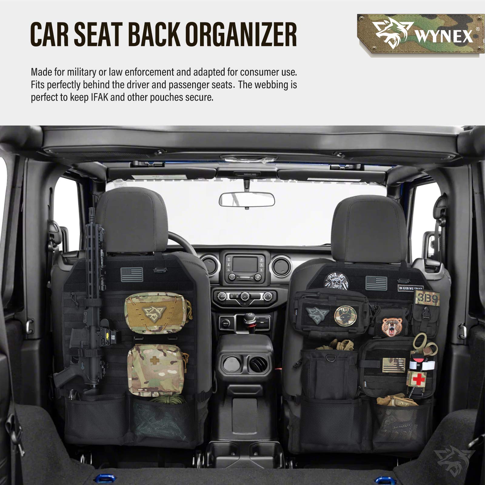 WYNEX detail of sling straps and double buckles showing secure long-item retention