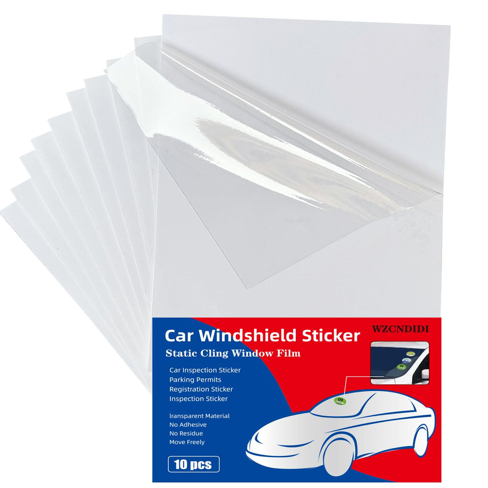 WZCNDIDI front pack showing ten clear windshield stickers and contents benefit