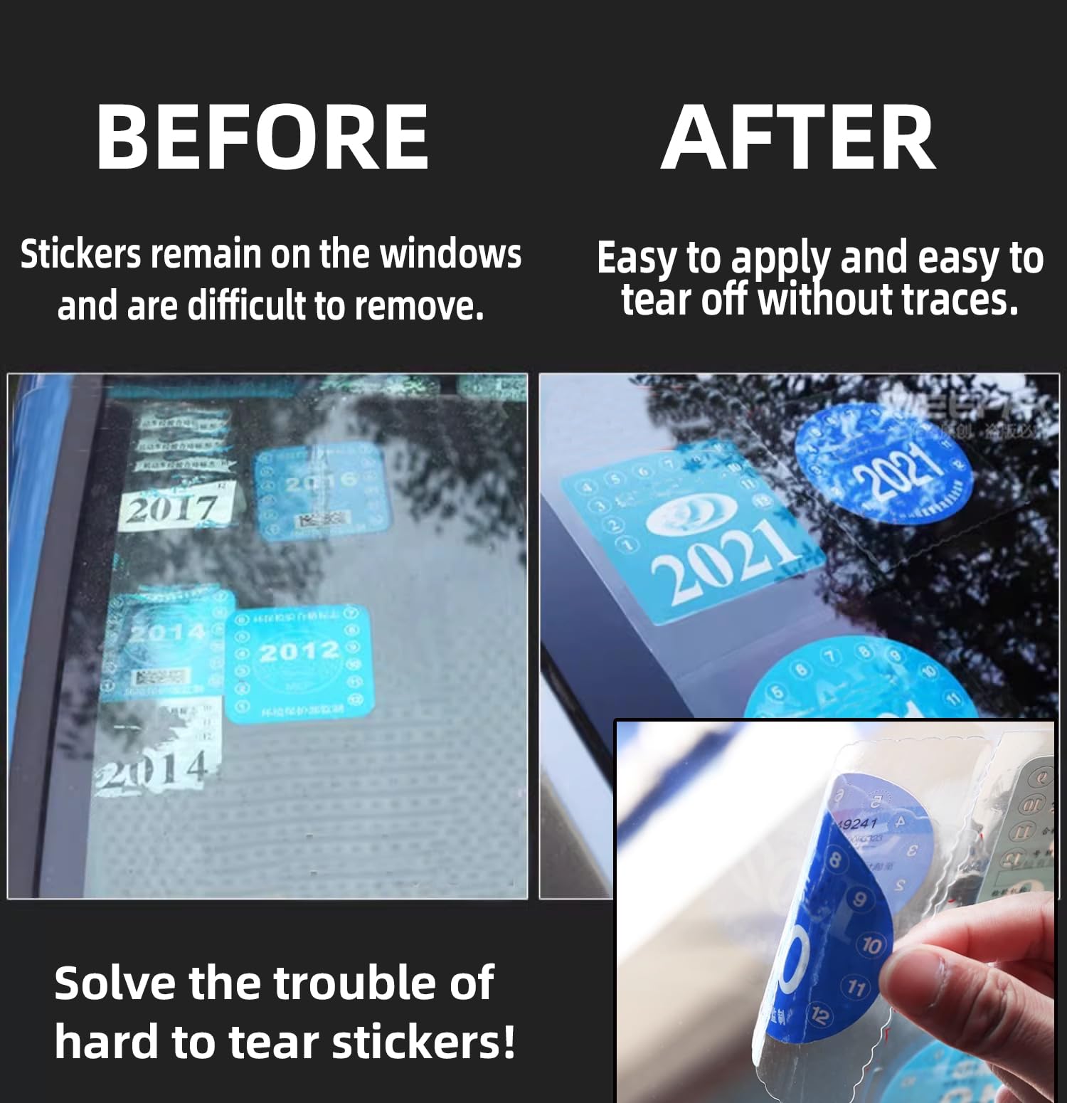 WZCNDIDI corner being peeled off glass showing residue-free removal benefit