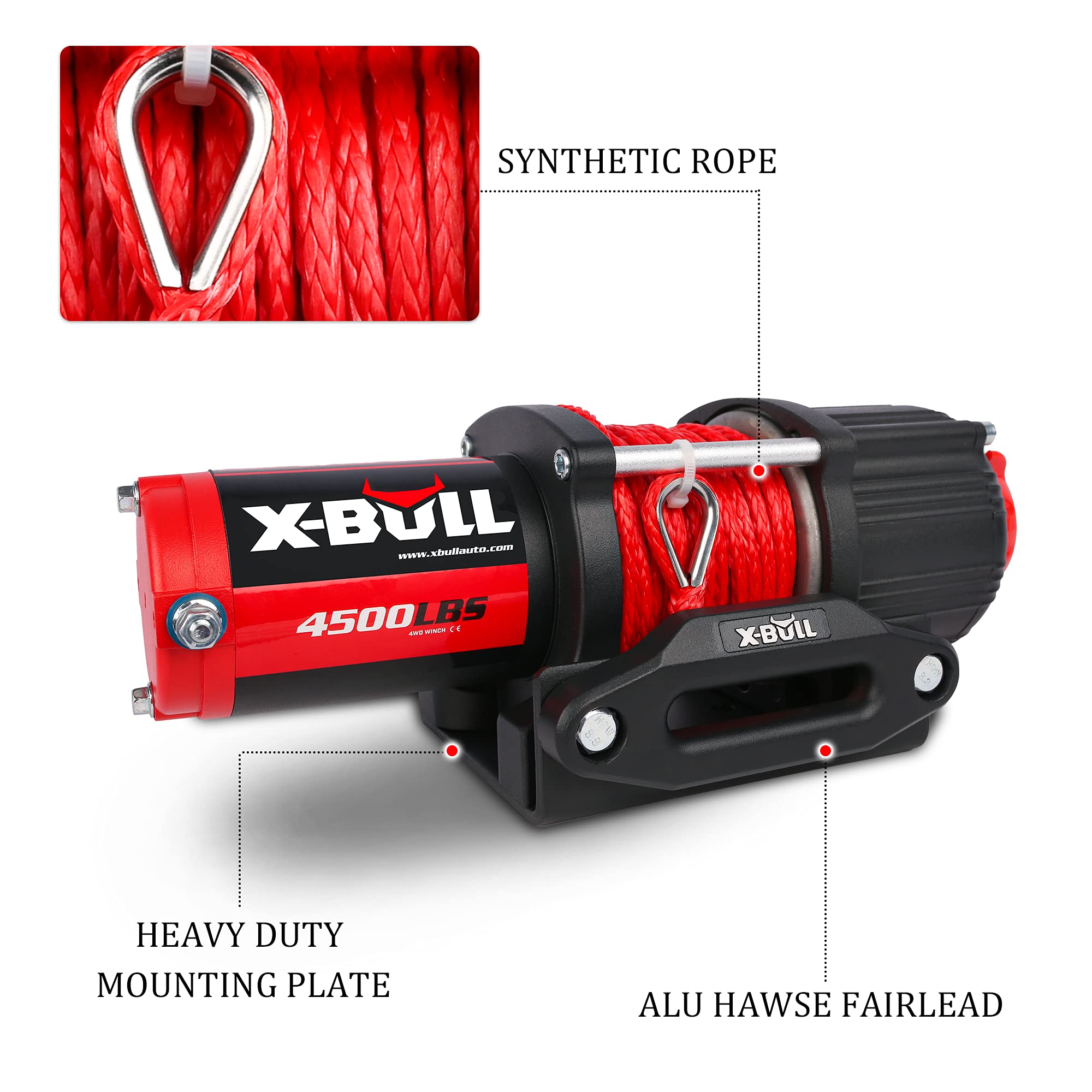 X-BULL synthetic rope closeup with protective sleeve highlighting durability