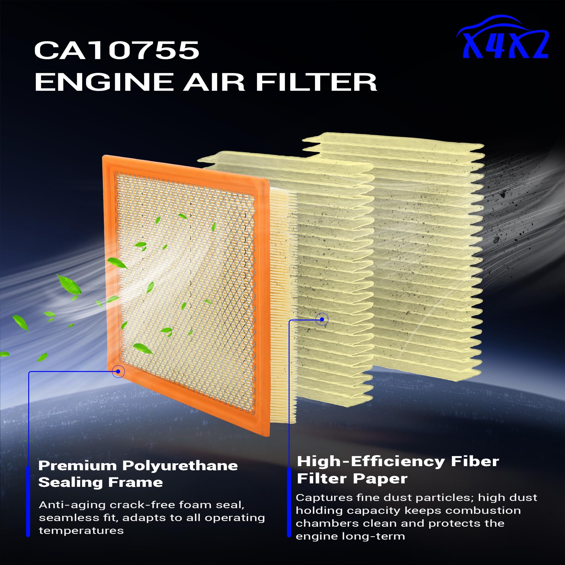 X4XZ CA10755 installed in vehicle airbox demonstrating easy swap and secure fit