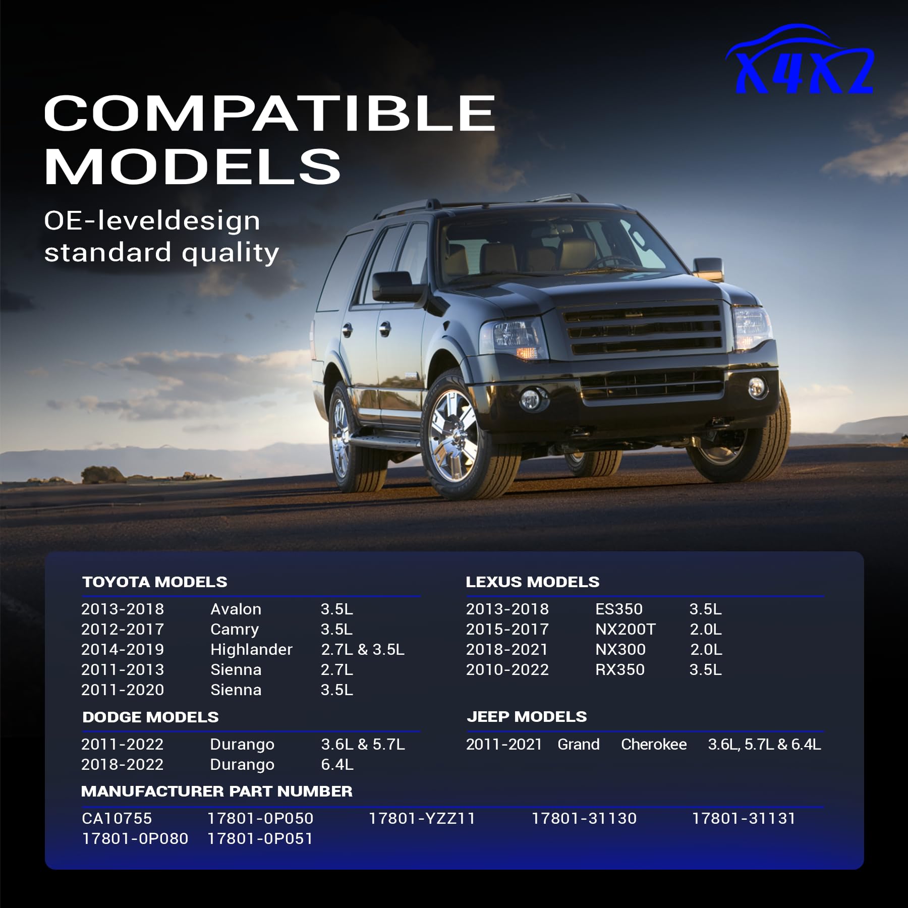 X4XZ side profile of CA10755 filter highlighting depth and pleat count for proper fit
