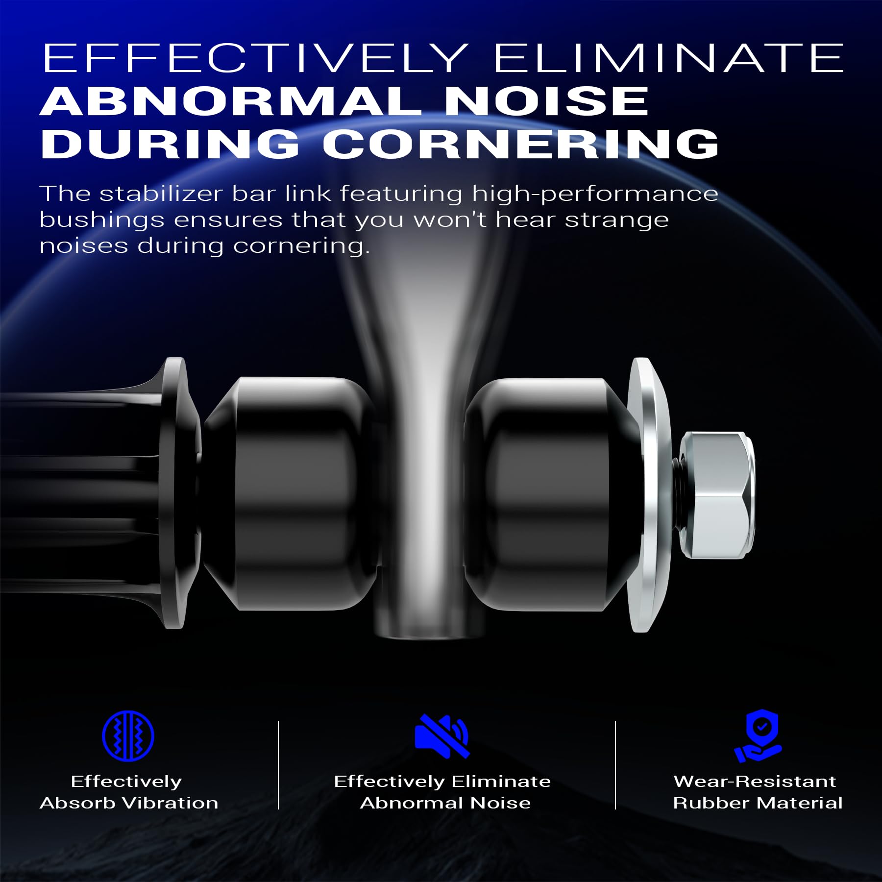 X4XZ end links installed on vehicle suspension restoring handling control