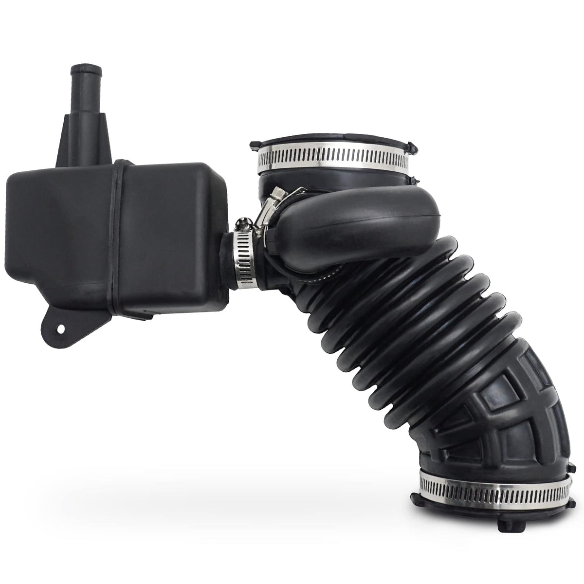X4XZ front view of intake hose showing shape and fit, improves sealing